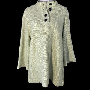 Soft Surroundings Set Sail Pullover Sweater With Faux Leather Buttons Size Large